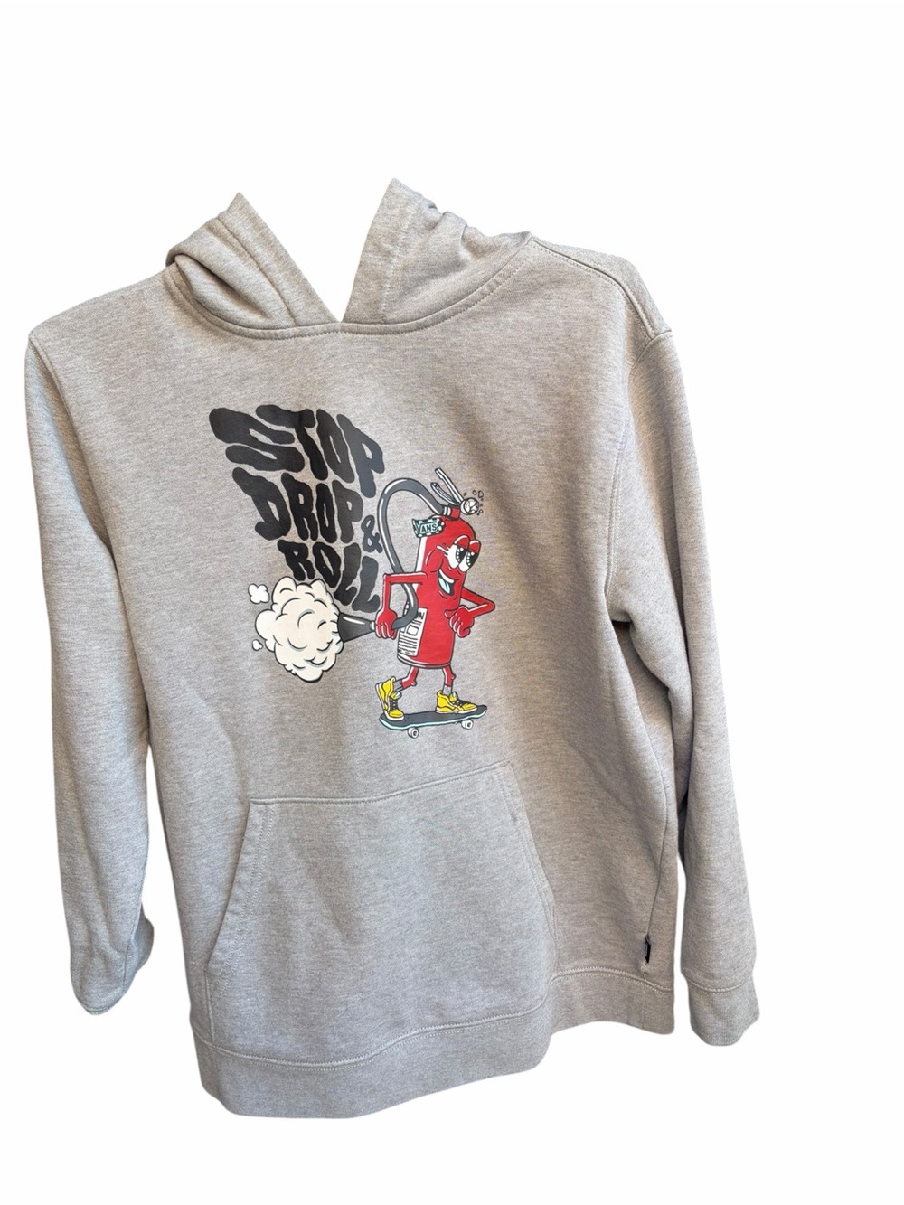 Vans Stop Drop and Roll Skateboard Hoodie Grey Kids XL